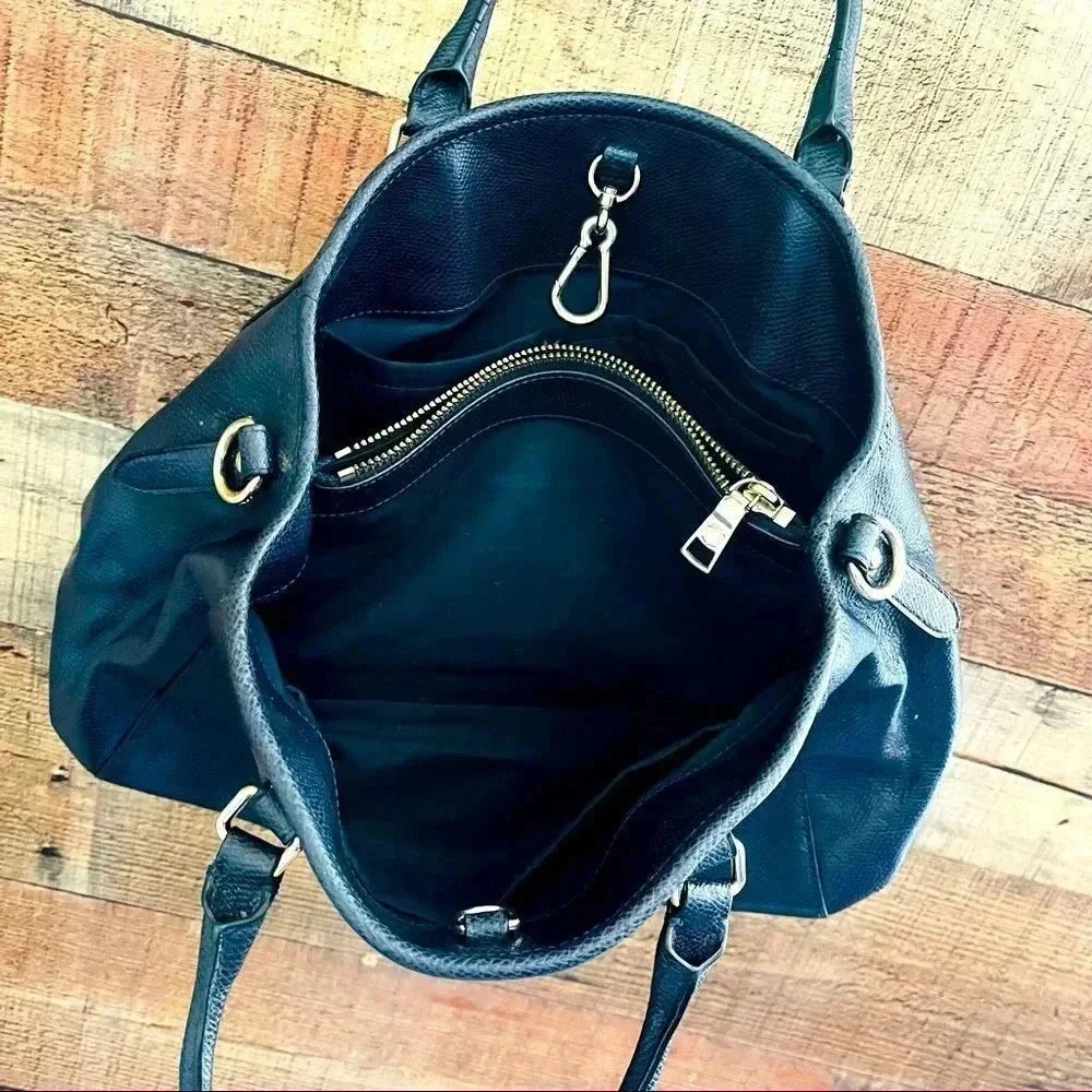 Coach Crossgrain Leather Margot Navy Blue Carryall Bag